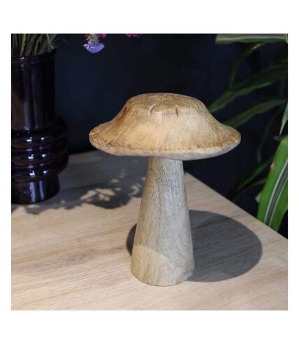 Champignon déco en manguier 15 x 12 cm