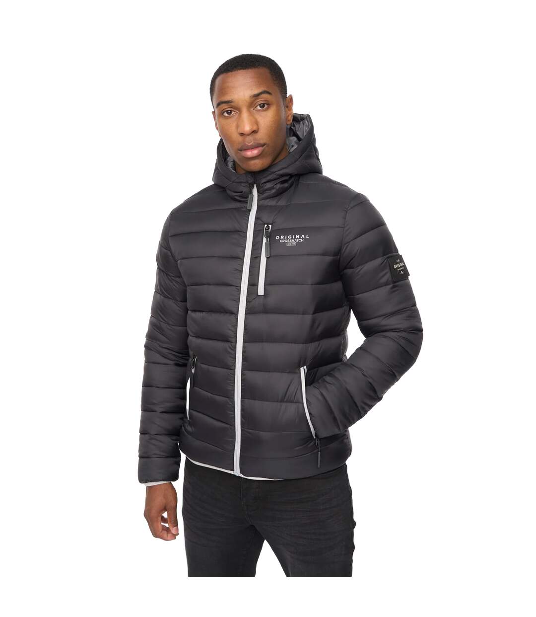Mens Phelpmans Puffer Jacket Black Crosshatch-2