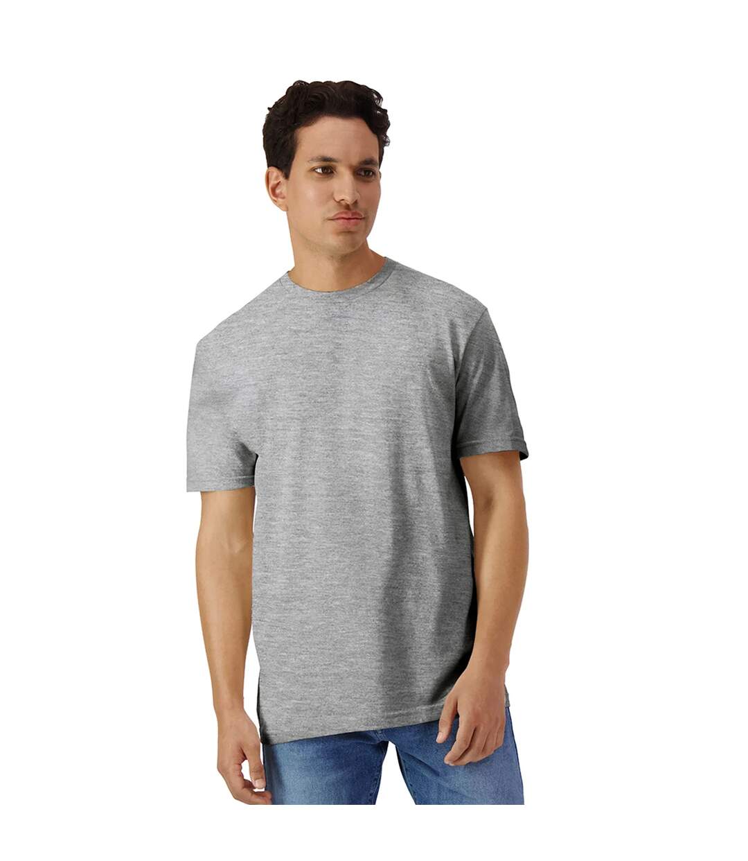 T-shirt Léger Et Uni En Coton Homme Gris Chiné Gildan-1