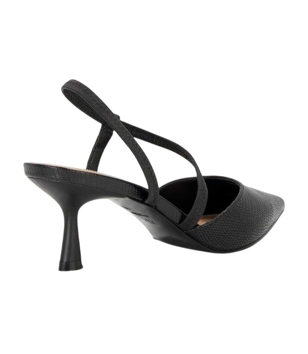 Womens/ladies Textured Formal Flare Heel Court Shoes Black Dune London-2