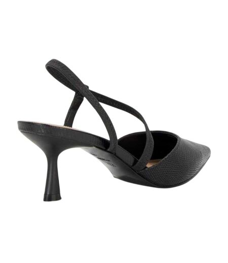 Womens/ladies Textured Formal Flare Heel Court Shoes Black Dune London