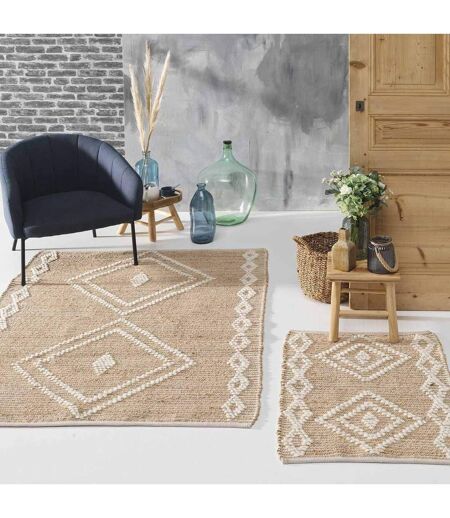 Tapis Déco en Jute & Laine Floty 120x170cm Beige