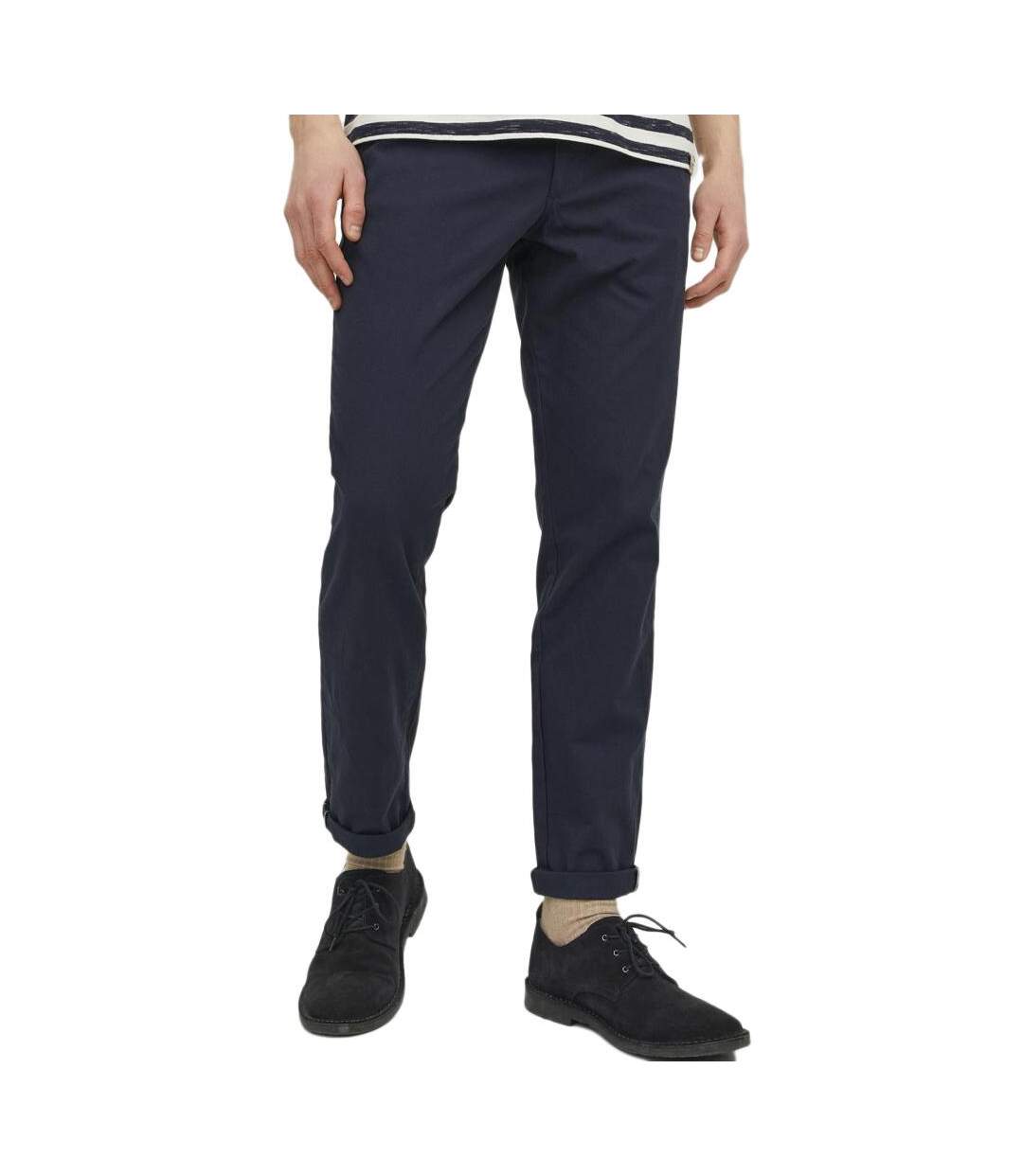 Pantalon chino marine foncé homme jack & jones marco-1