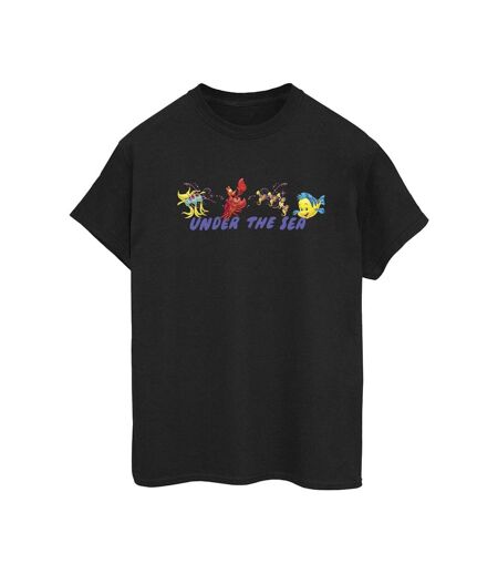 Disney Femme/Les femmes La petite sirène sous la mer - T-shirt boyfriend en coton (Noir) - UTBI31176