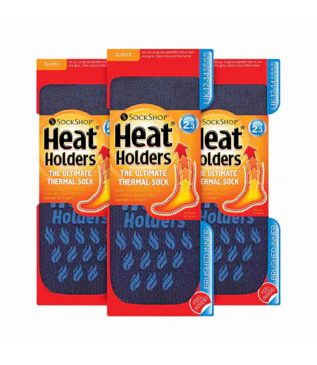 3 Pairs Multipack Mens Slipper Socks with Grips | Non-Slip Thermal Socks