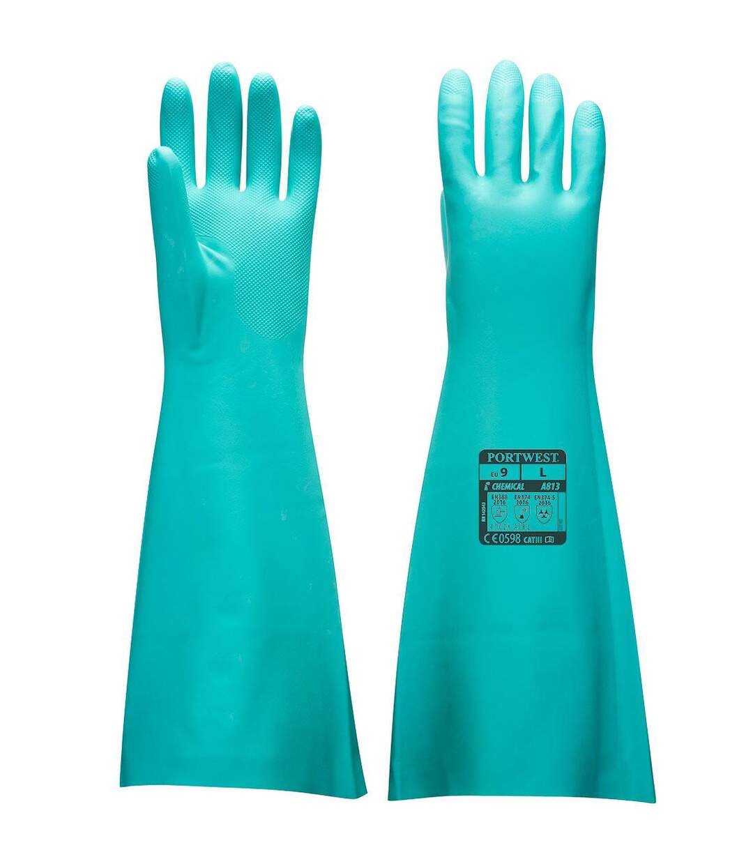 Unisex adult long length nitrile gauntlet xl green Portwest-1