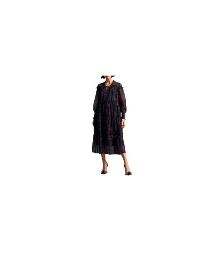 Womens/ladies Ruffled Midi Dress Black Ted Baker