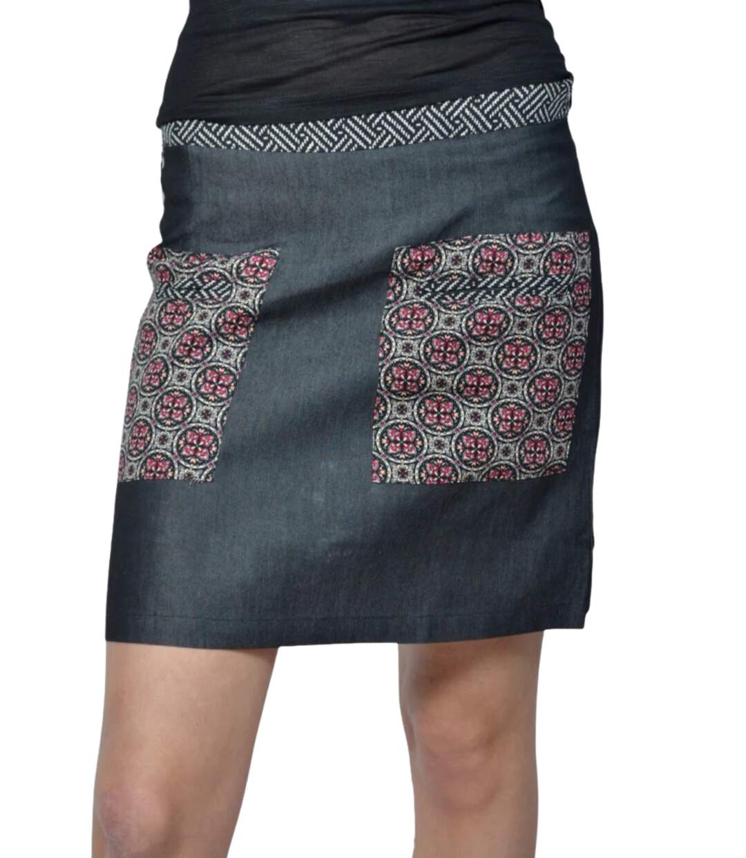 Jupe Noire Courte Femme - Style élégant et Confortable - Fermeture éclair et Poches Pratiques-5