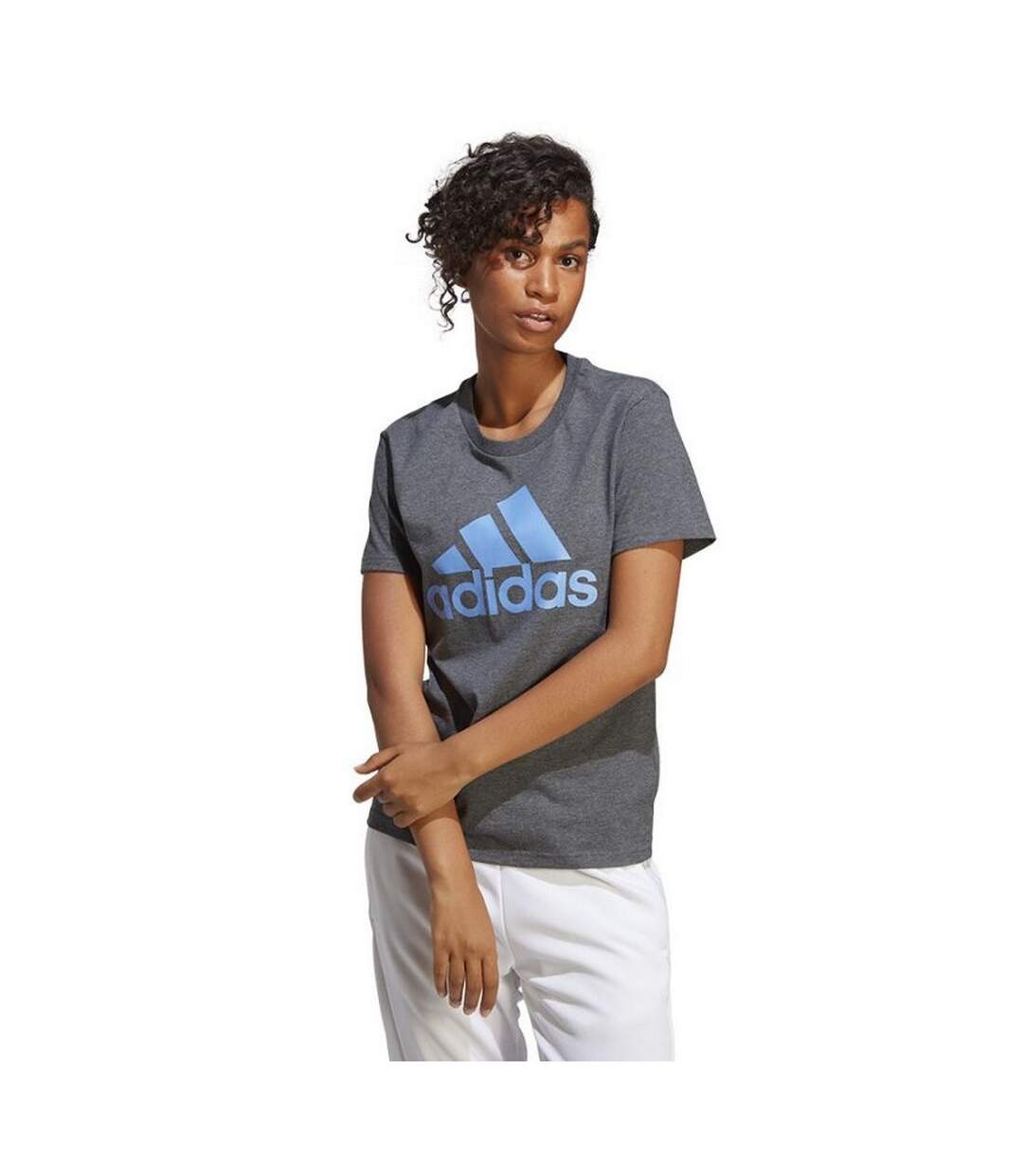 T-shirt Femme Gris Argenté Adidas-1