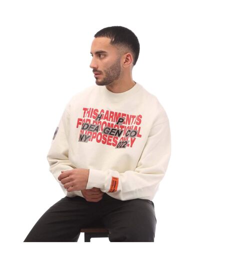 Mens Promo Only Crew Neck Sweatshirt White Red Heron Preston