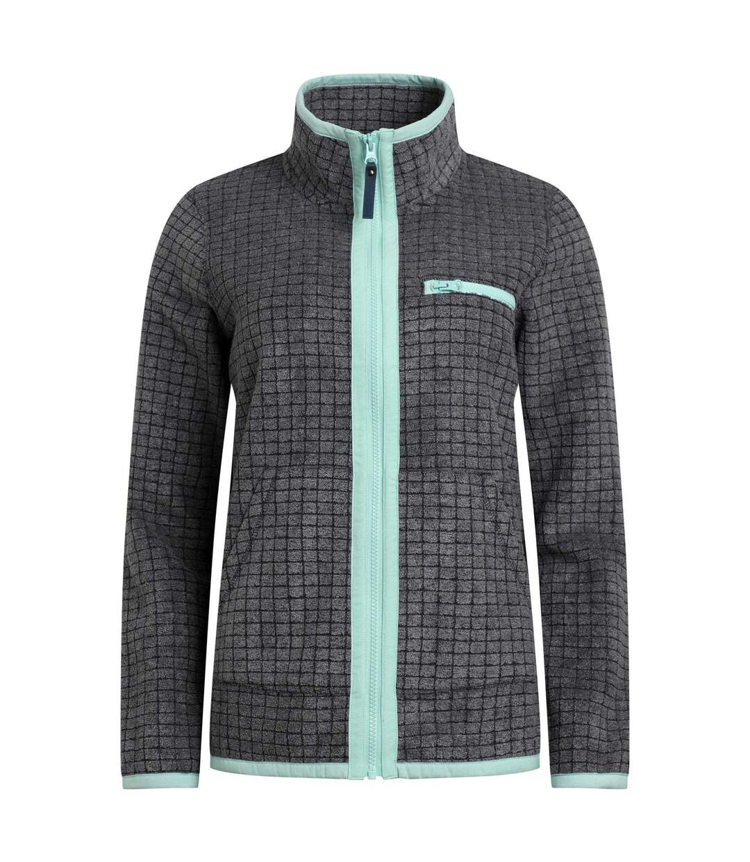 Womens/ladies tilly grid full zip fleece jacket navy Weird Fish-1