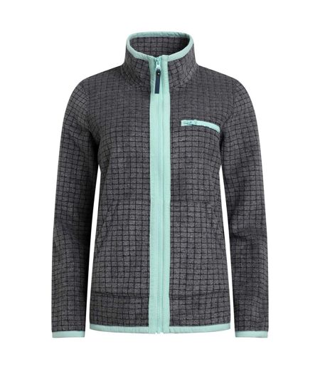 Womens/ladies tilly grid full zip fleece jacket navy Weird Fish