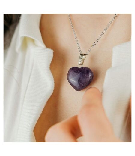 Purple Amethyst Amazonite Green Rose Quartz Heart Shape Pendant Necklace