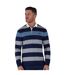 Mens uneven striped long-sleeved rugby shirt denim blue Raging Bull