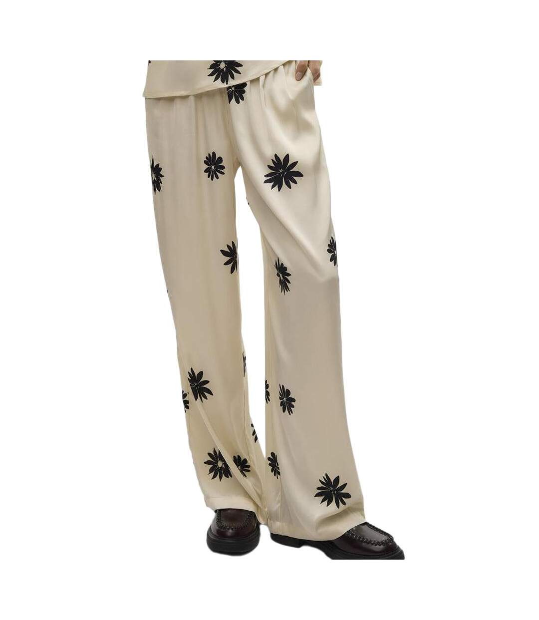Pantalon fluide satin beige femme vero moda mroe-1