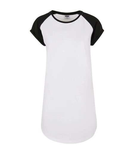 Robe T-shirt Manches Raglan Motif/style Détail Contrasté Femme Blanc Noir Urban Classics