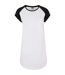 Robe T-shirt Manches Raglan Motif/style Détail Contrasté Femme Blanc Noir Urban Classics-1