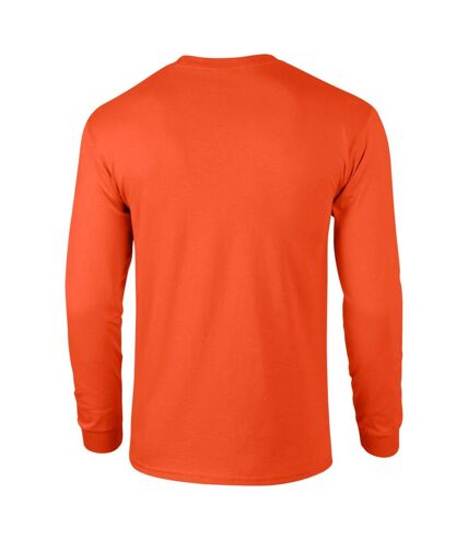 Gildan Mens Plain Crew Neck Ultra Cotton Long Sleeve T-Shirt (Orange) - UTBC477