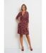 Robe col V taille drapée imprimé fleuri-1