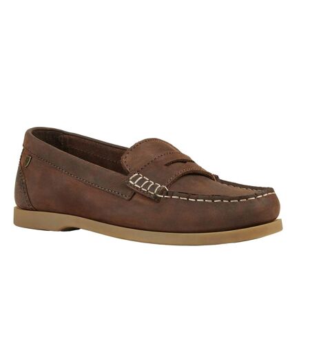 Womens/ladies Forli Leather Deck Shoes Brown Moretta