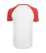 T-shirt Manches Raglan Motif/style Contrasté Adulte Blanc Rouge Build Your Brand-2