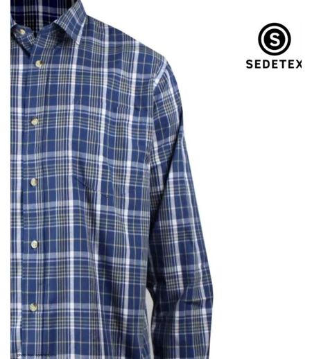 SEDETEX M031 - Chemise à carreaux manches longues pour homme avec coupe confort et repassage facile