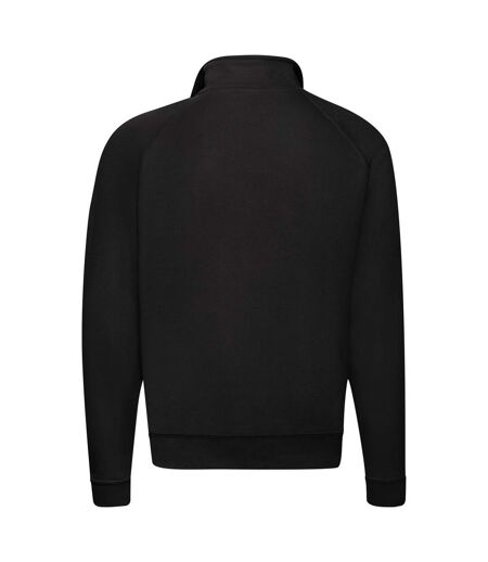 Mens Classic 80/20 Zip Neck Sweatshirt Black Fruit Of The Loom