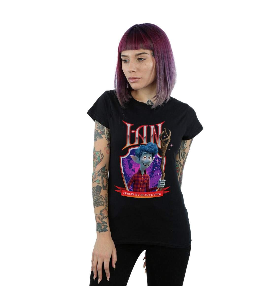 Disney T-shirt en coton Onward Ian Heart's Fire pour femmes et hommes (Noir) - UTBI36560-2