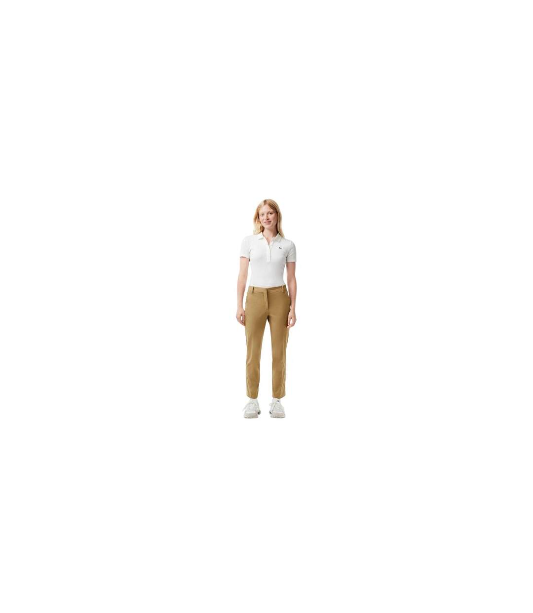 Womens/ladies Straight Leg Trousers Beige Lacoste-1