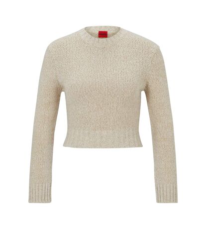 Womens/ladies Solarina Crop Sweatshirt Beige Hugo