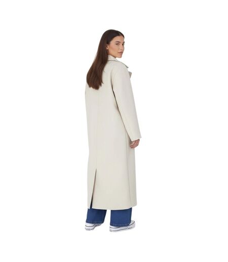 Womens/ladies Annabell Faux Wool Double-breasted Long Jacket Cream Brave Soul