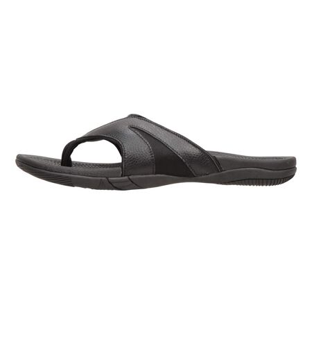 Mens leather flip flops black Mountain Warehouse