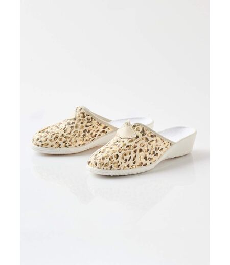 Chaussons mules sabot imprimé léopard