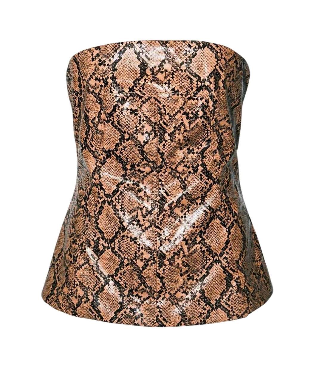 Womens/ladies Snake Print Sleeveless Tube Top Brown AmyLynn-2