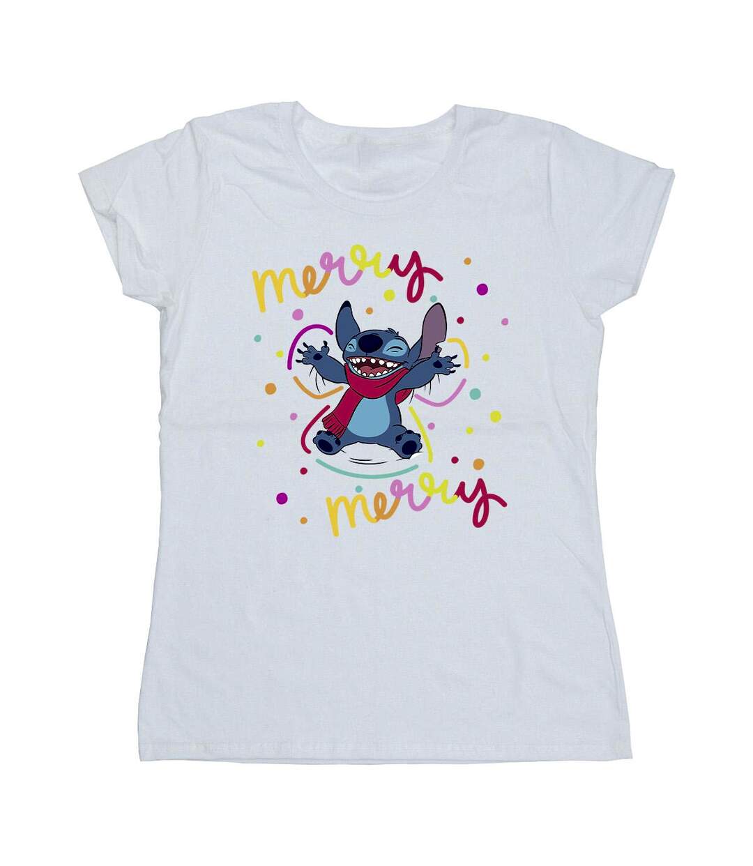 Disney T-shirt en coton Lilo & Stitch Joyeux arc-en-ciel Femme/Femme (Blanc) - UTBI26086-1