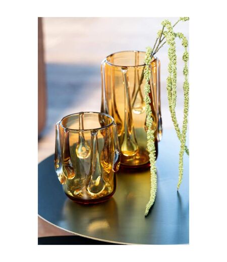 Vase Design en Verre Drippy 33cm Ambre
