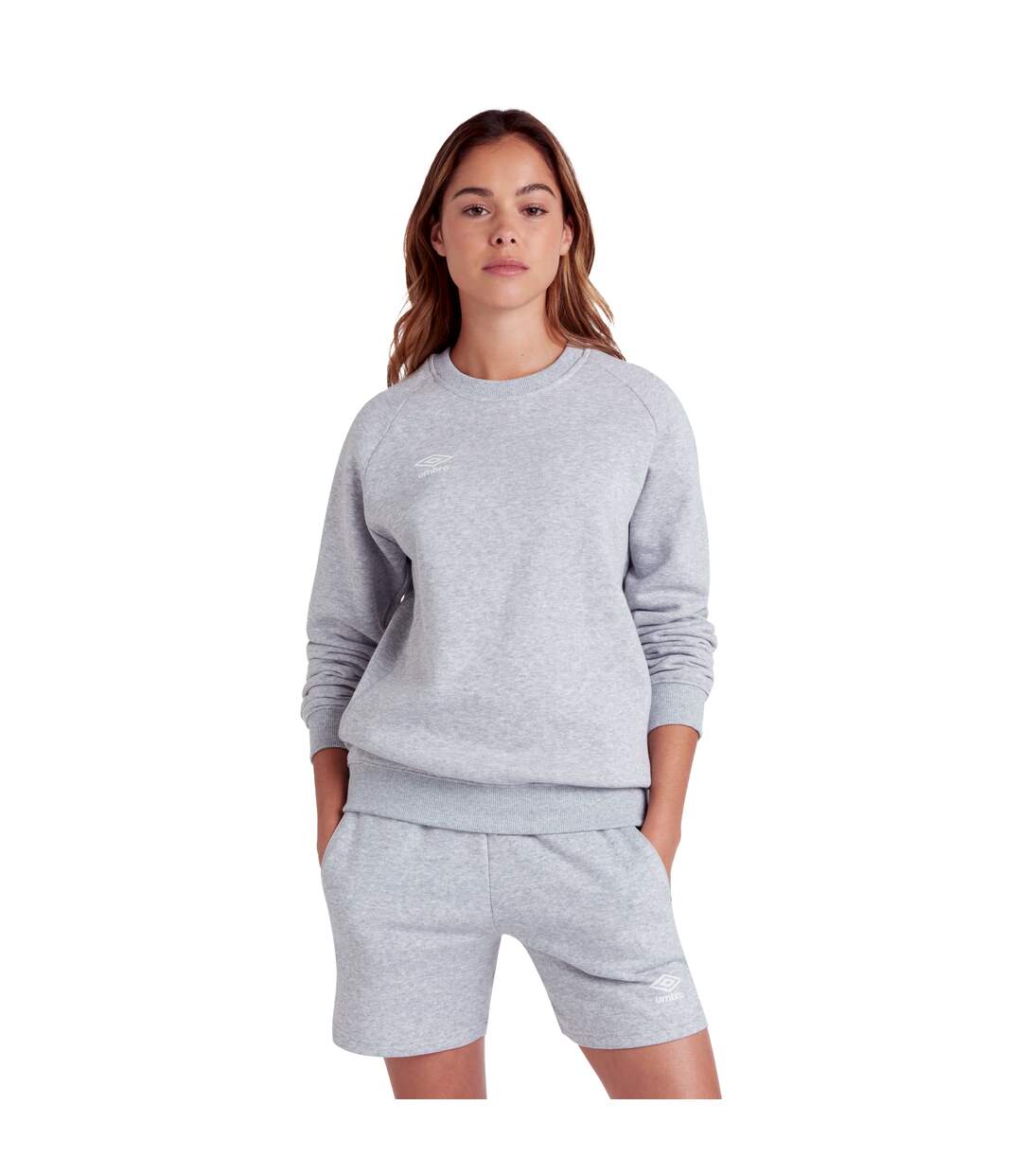 Umbro - Sweat CLUB LEISURE - Femme (Gris chiné / Blanc) - UTUO193-3