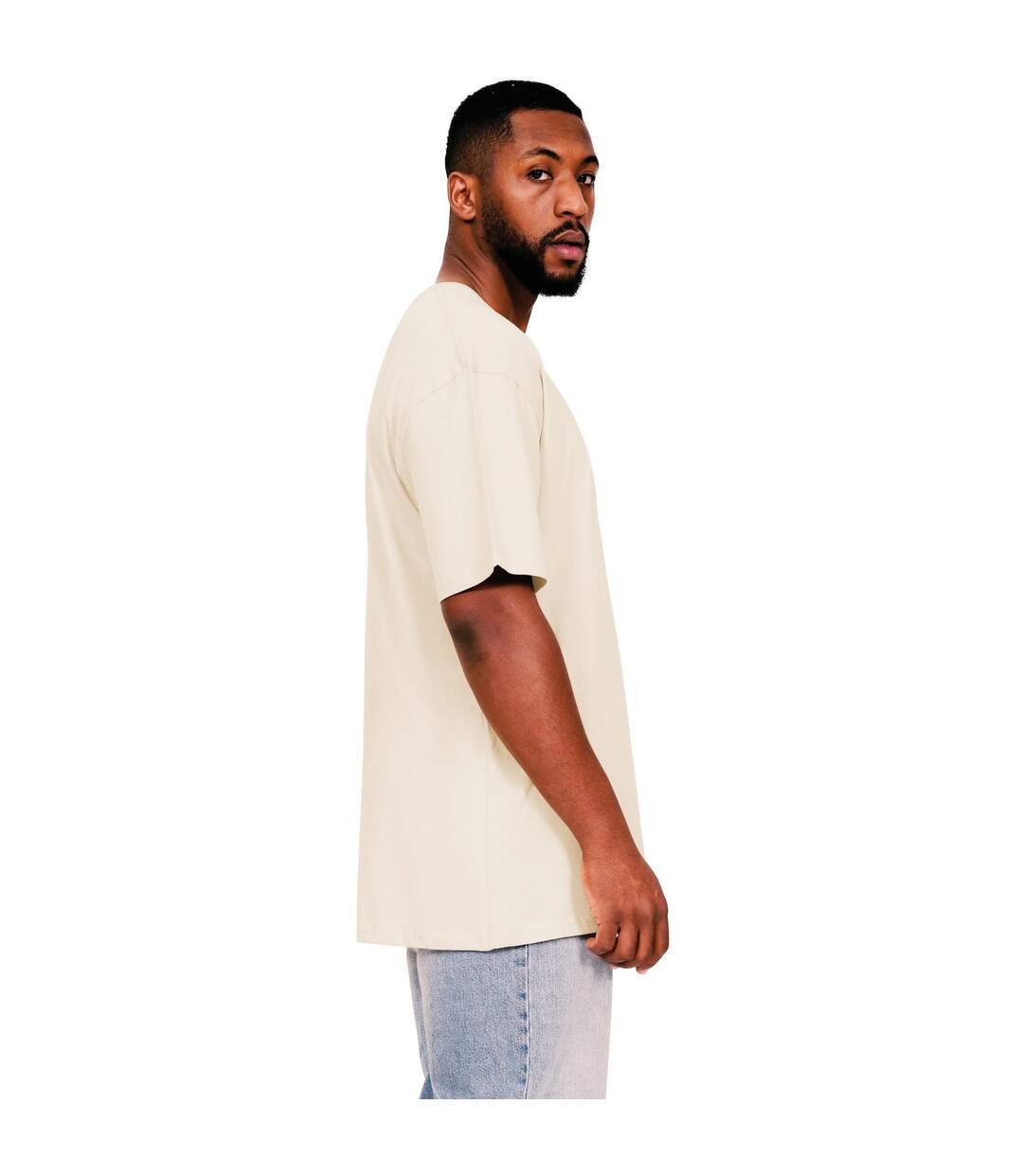 Mens Core Ringspun Cotton Tall Oversized T-shirt Ecru Casual Classics-3