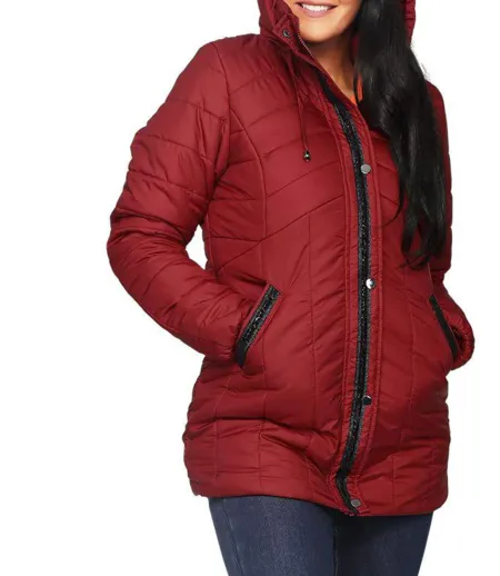 Doudoune bordeau pour femme - Manches longues, idéale pour un look décontracté et tendance