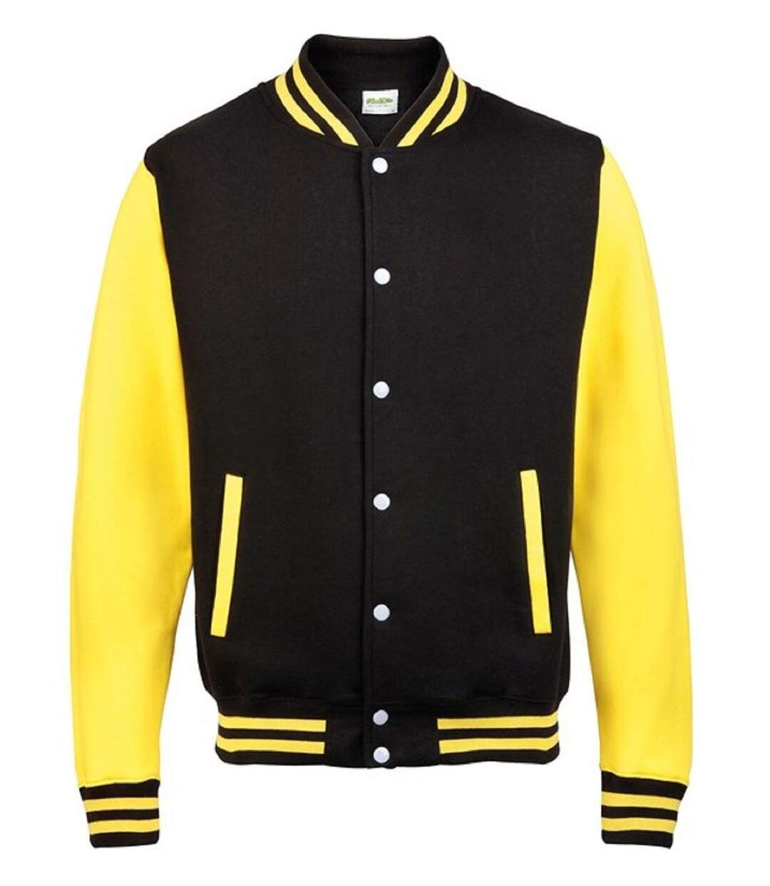 Veste teddy style collège américain université - JH043 - noir et jaune soleil