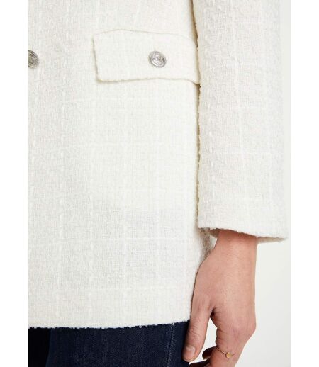Veste droite boutonnée tissu natté col tailleur