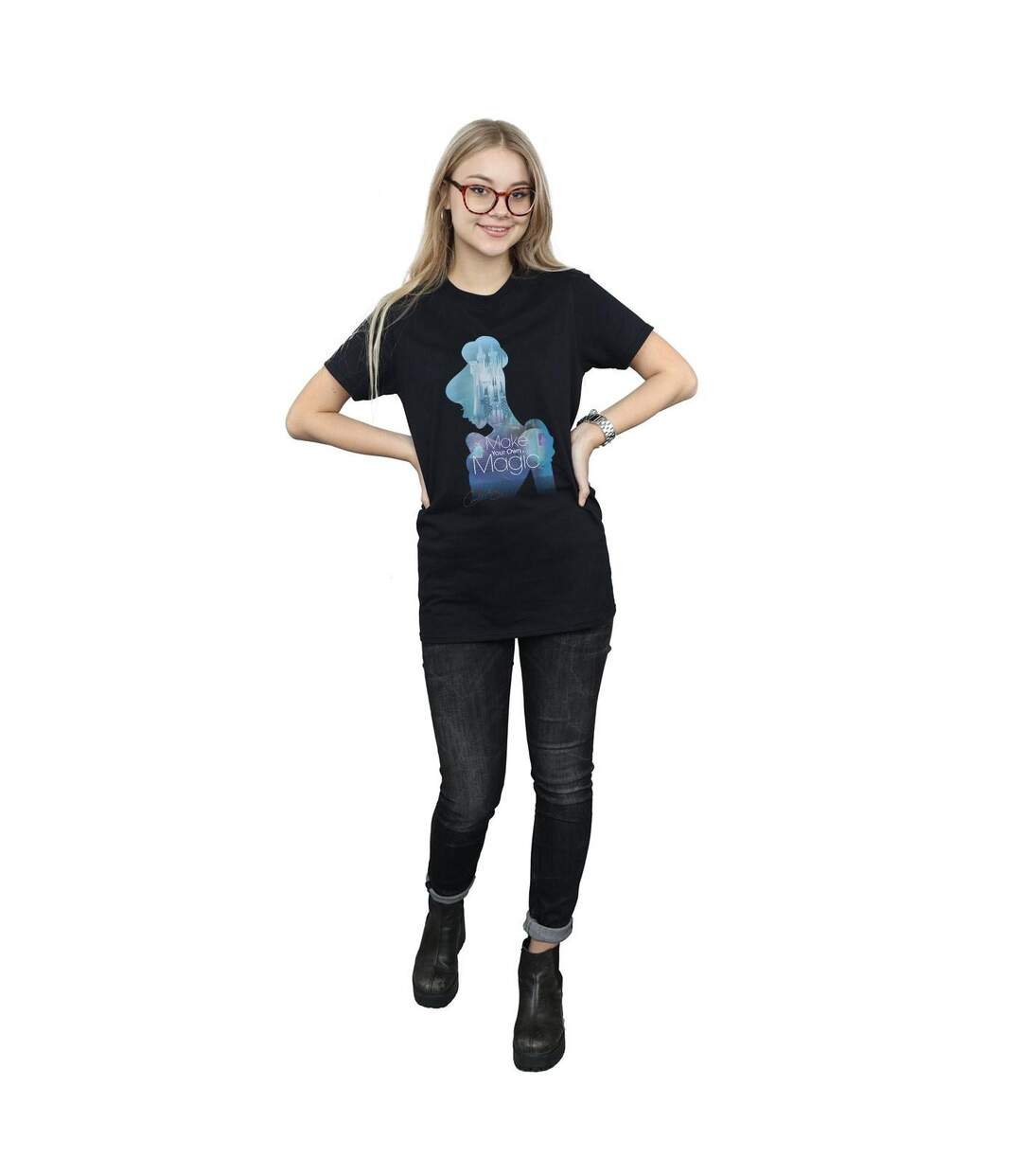 Disney Princess - T-shirt CINDERELLA FILLED SILHOUETTE - Femme (Noir) - UTBI42580-4