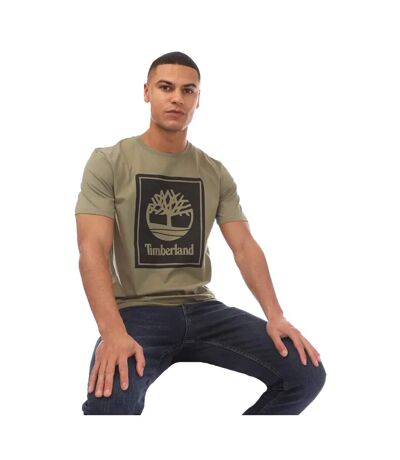 Mens Stack Logo T-shirt Khaki Green Timberland