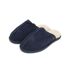 Leather unisex adults sheepskin lined mule slippers navy Eastern Counties-1