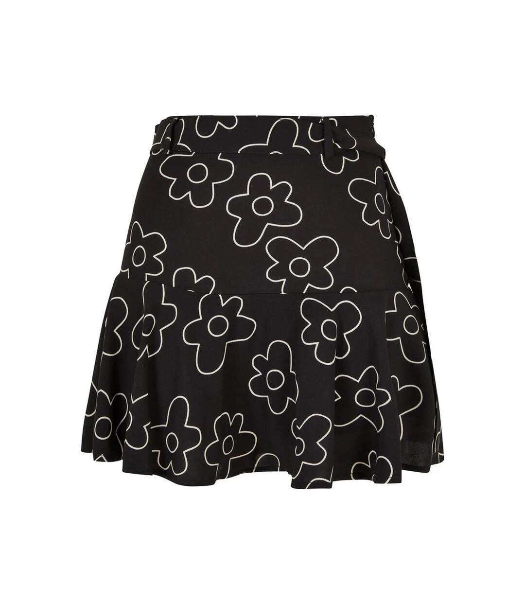 Womens/ladies Flower Mini Skort Black Urban Classics-1