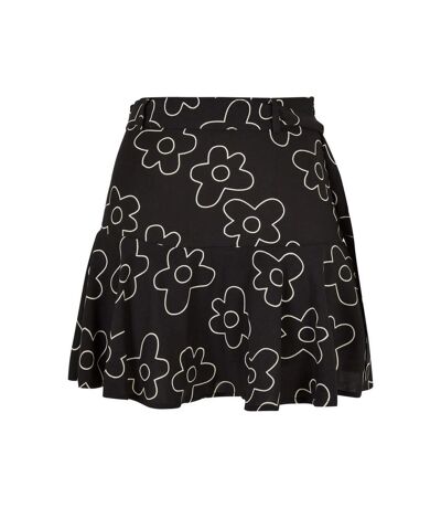 Womens/ladies Flower Mini Skort Black Urban Classics