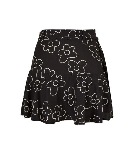 Womens/ladies Flower Mini Skort Black Urban Classics