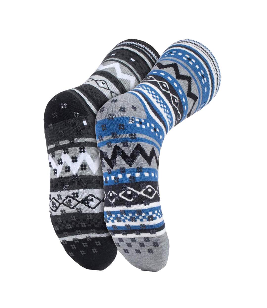 2 Pairs Mens Thermal Slipper Socks 2.6 TOG Non Slip Double Layer Warm Socks-2