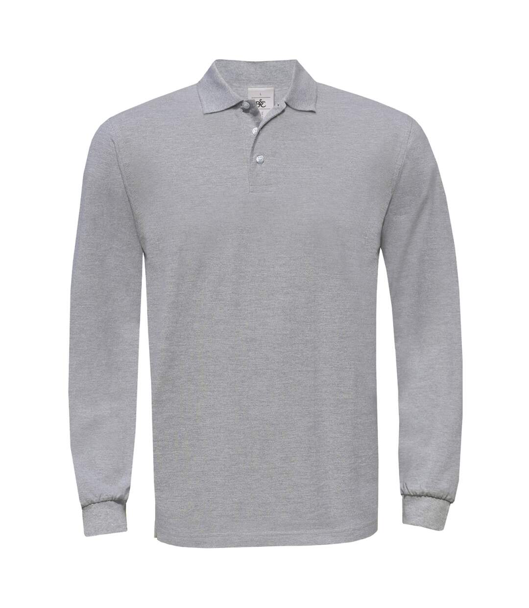 Polo lourd homme manches longues - PU423 - gris clair-1