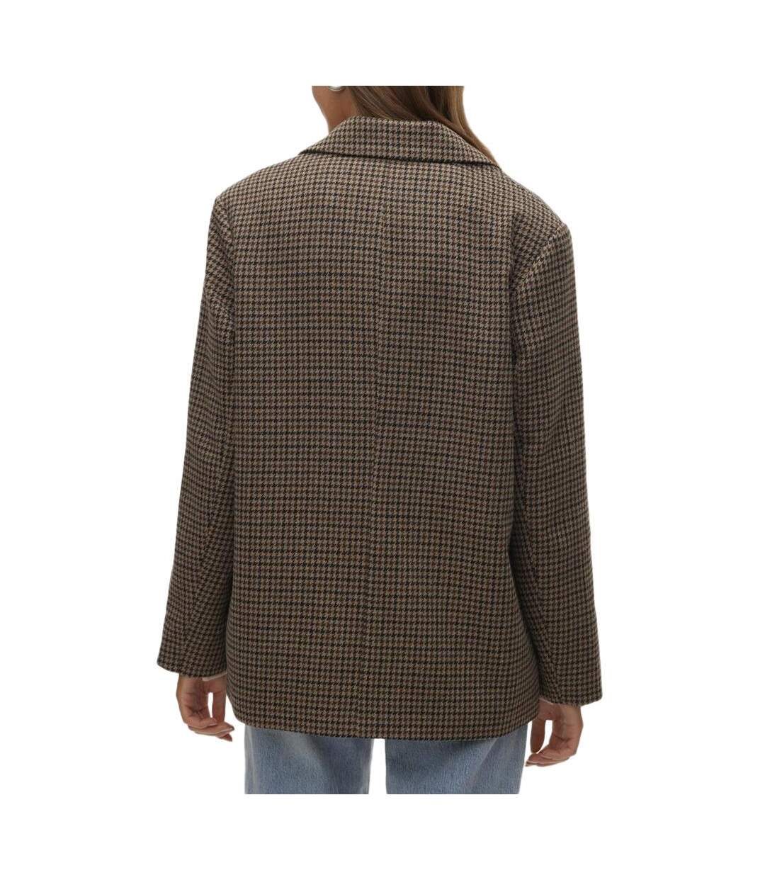 Blazer pied poule marron femme vero moda julie-2